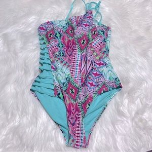 Coral Tropics one piece swimsuit size L